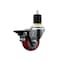 Service Caster 3'' Red Poly Swivel 1-7/8'' Expanding Stem Caster with Brake SCC-EX20S314-PPUB-RED-PLB-178 - alternate 1